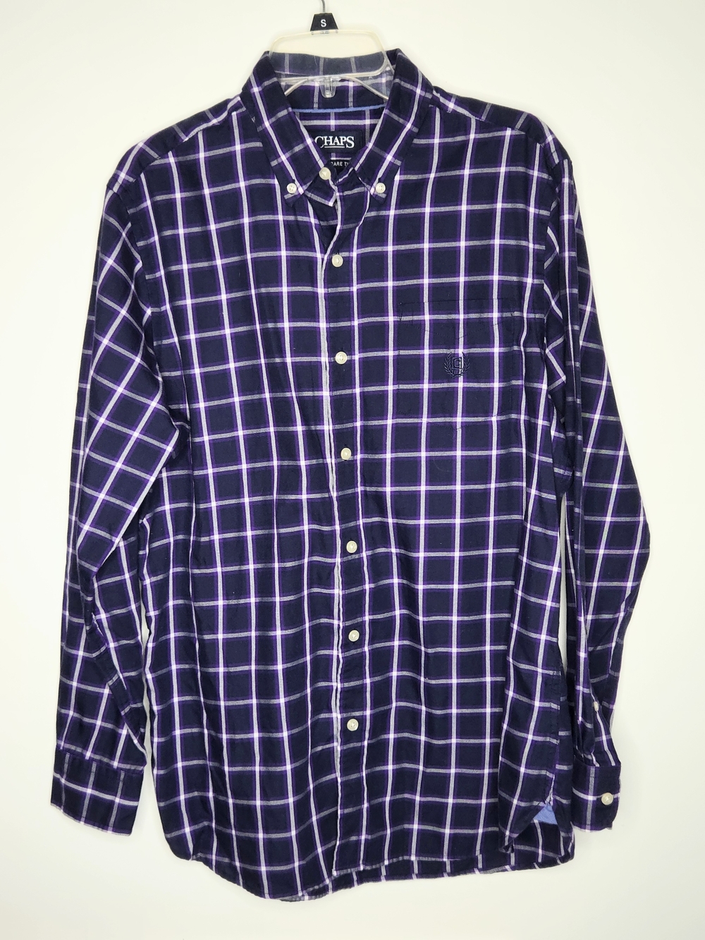 Like New - Chaps Purple and White Plaid Button-Down Shirt Men's M
